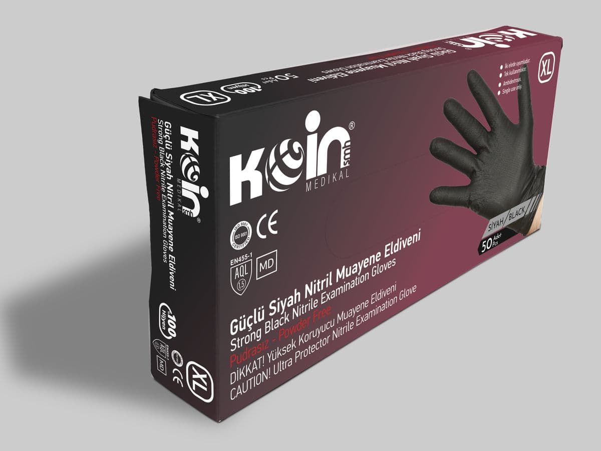 Güçlü Siyah Nitril Eldiven Ekstra Büyük