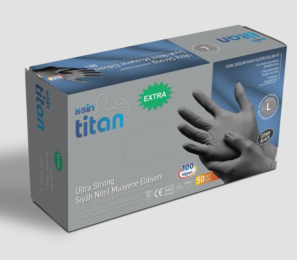 Siyah Titan Extra Eldiven Büyük
